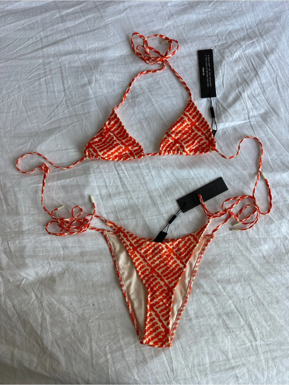 triangl swimwear Orange Tie-Dye String Triangle Bikini